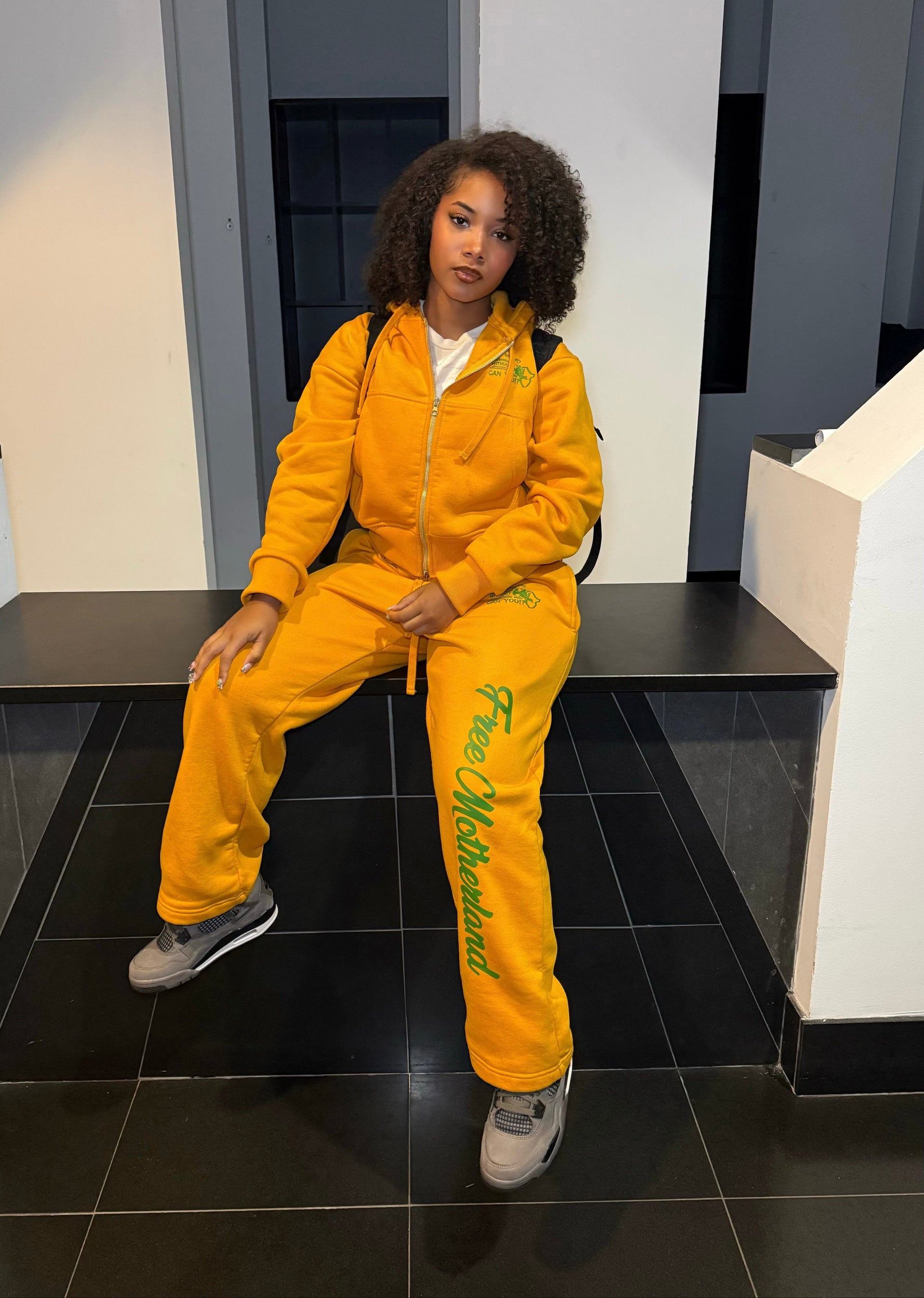 YELLOW ZIP UP SWEATSUIT
