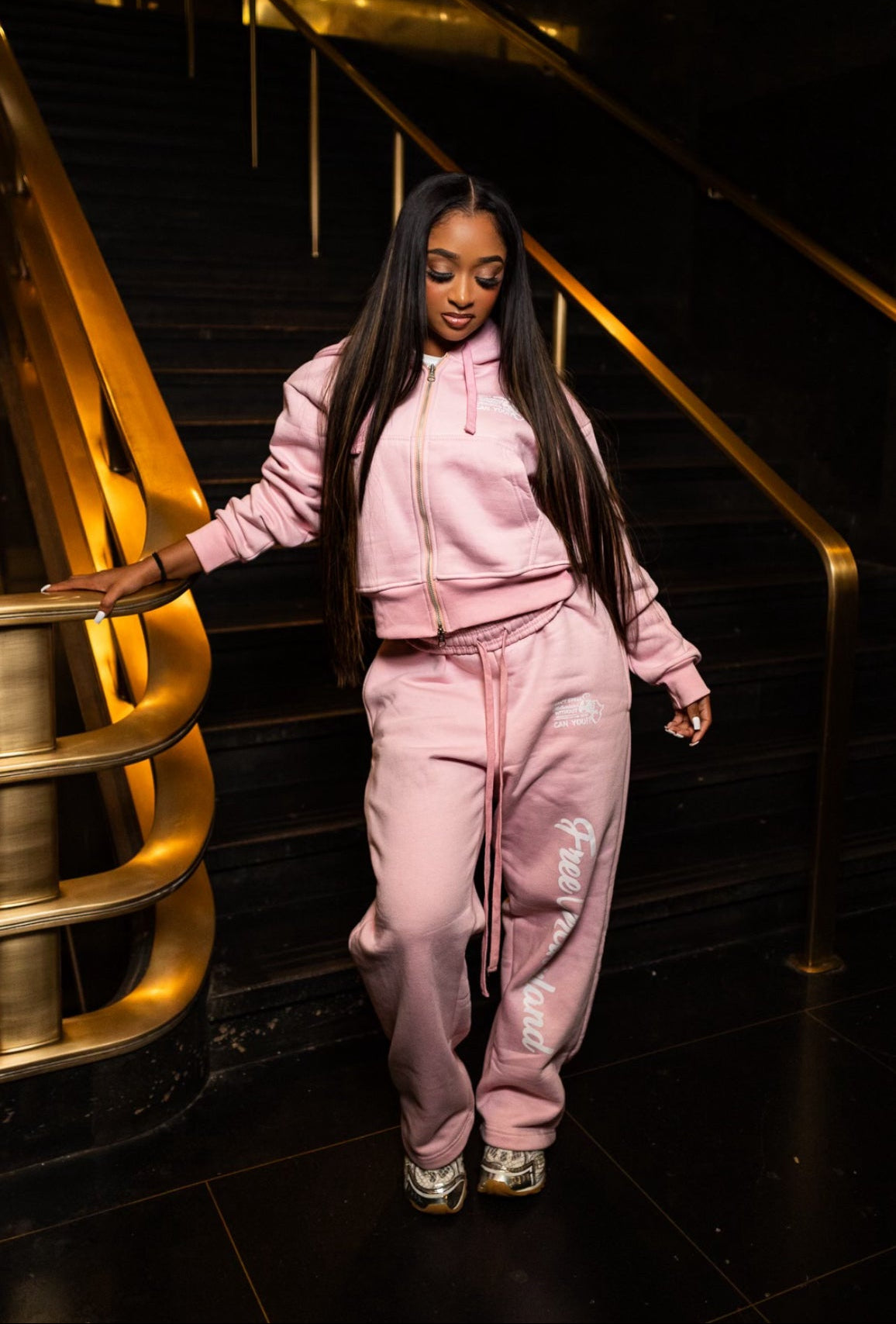 SKY PINK ZIP UP SWEATSUIT
